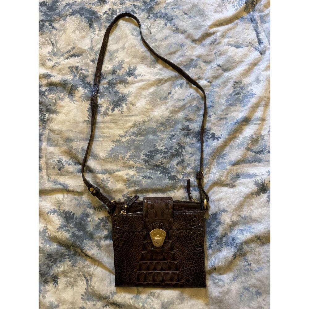 Brahmin Handbag Mojito Melbourne Brown Croc Embossed Small Crossbody Organizer